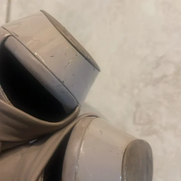 BURBERRY PORSUM Satin and leather boots taupe size 35 1/2 5.5